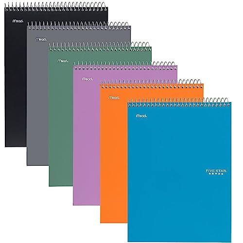 Five Star Top Spiral Notebook + Study App, 6 Pack, 1 Subject, College Ruled Notepad, 8-1/2" x 11", 100 Sheets, Assorted Colors (73525)