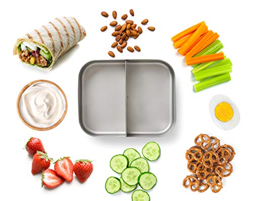Bits Kits Stainless Steel Bento Box Lunch and Snack Container, 2 Sections | For Kids & Adults | Easily Fits In Lunchboxes | Durable Stainless Steel | Dishwasher Safe | Divides Meal & Snacks | On The Go - style: Lunch Box, 2 Sections