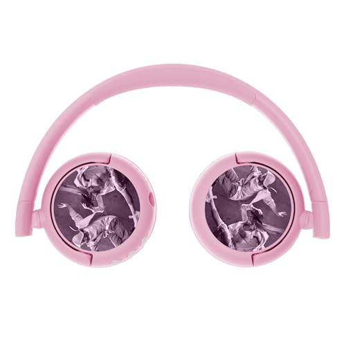 BuddyPhones POP Fun | Foldable Bluetooth Kids Headphones + Microphone, Works Wired or Wireless - SafeAudio Volume Limiting for iPhone/iPad/Tablet/PC and More (Pink)