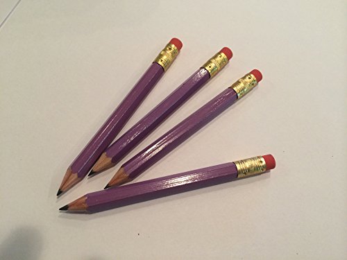 Half Pencils with Eraser - Golf, Pew, Short, Mini, Small, Church - Hexagon, Sharpened, #2 Pencil, Color - Lilac, Pkg of 36 Pocket Pencils™