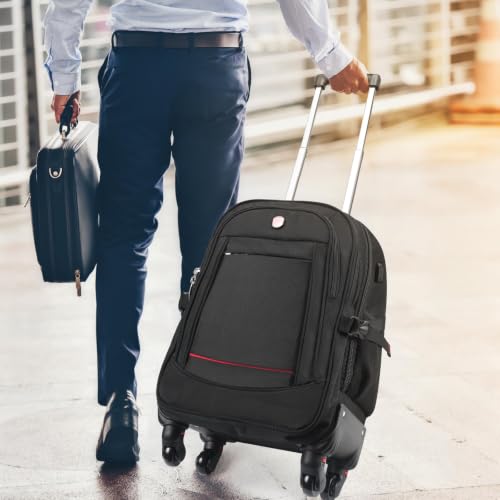 star cloud 45L Rolling Backpack for 17.3" Laptop - 22x14x9", Water-Resistant Luggage with 4 Extra Wheels, Roller Travel Laptop Backpack for Business, Wheeled Backpack for Travel and Commuting - size: Carry on 22-Inch