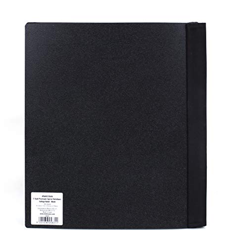 Mintra Office Durable PREMIUM Spiral Notebook, ((Black, 1 Subject, 8.5in x 11in)), Fabric Covered Coils, No Snags, Removable Adjustable Pocket Dividers, Ruler, Organization, Customizable - color: Black, size: 1 Subject (8.5in x 11in)