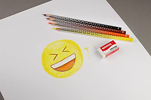 Kores - Kolores Magik, Erasable Colouring Pencils - Includes Rubber - Pencil Set, Colour Pencils - Coloured Pencils with Soft Lead, Triangular Shape, FSC Wood - Set of 12 in Assorted Colours