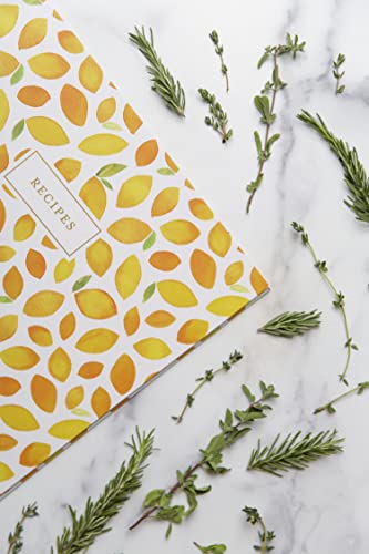 Jot & Mark 8.5"" x 11"" Sturdy 3 Ring Recipe Binder with Spill-Proof Clear | 50 Recipe Cards + 25 Sleeve Protectors + 5 Full-Page Sleeves + 6 Divider Tabs | 8.5x11 3-Ring - color: Lemon Twist, size: 8.5" x 11"