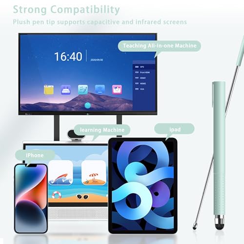 Universal Telescopic Stylus Pen for Touch Screens, Retractable Pointer Stick Stylus with Special Flocking Tip, Pointer Finger Stick, Anti Slip Pen Clip,Green - color: Green