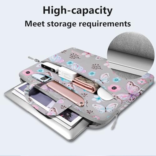 Hseok Laptop Shoulder Bag 13-14 inch Shockproof Water-Resistant HandBag with Small Case Compatible with MacBook Pro/Neo 14" M5/M4/M3/M2/M1, Mac Air/Pro 13.3", XPS 13/14, Most 13"-14" PC,Butterfly - color: Butterfly, size: 13"-14"