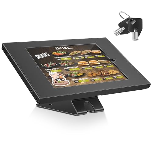 AboveTEK Anti-Theft Tablet Stand – iPad Locking & Security Stand, Countertop & Wall Mount POS Stand, 360° Swivel Kiosk Stand for iPad/iPad Air/iPad Pro – Ideal for Retail Business (Black) - color: Black