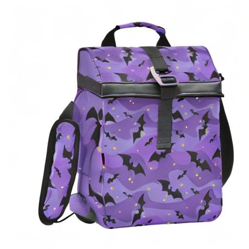 MNSRUU Insulated Lunch Bags Women Men Aldults, Halloween Black Bats Night Sky with Stars Portable Reusable Thermal Meal Tote Cooler Bag Organizer, Adjustable Shoulder Strap, Handle - color: Halloween Theme 080