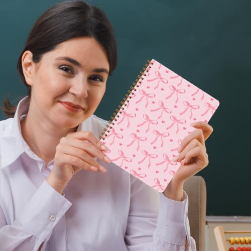 2 Packs Pink Bow Spiral Notebook College Ruled Trendy Notebook Journal Preppy Coquette Stuff Gifts for Women Teen Girls Journals for Writing Journaling Notebooks Office Classroom Supplies - color: Multi 1311