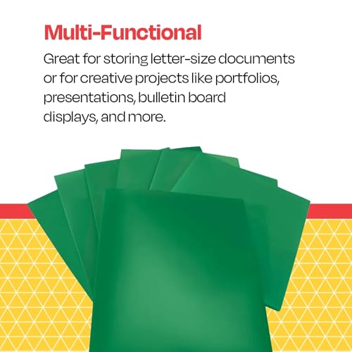 School Smart 2-Pocket Poly Folders, Green, Pack of 25 - color: Green, style: No Fasteners