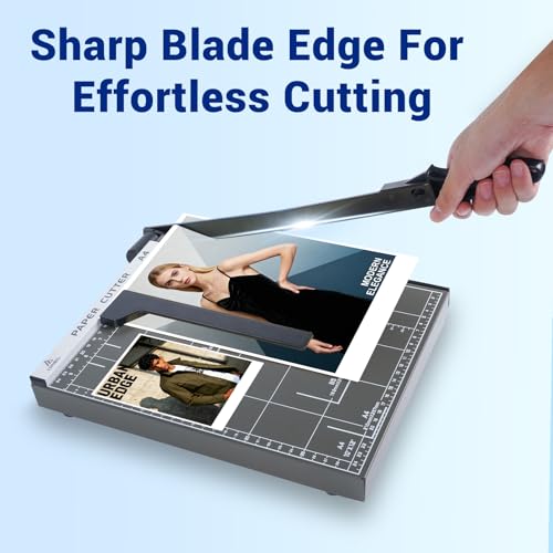 Guillotine Paper Cutter, 12" Cut Length Paper Trimmer with Sharp Blade and Metal Base, 12 Sheets Capacity with Safety Guard, Precision paper slicer for Cutting Paper, Card,Photos,Vinyl