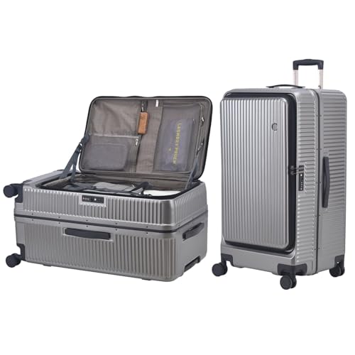 Kaleenie 29 Inch Aluminum Checked Luggage with Side Opening Zipper, Lightweight Hardshell ABS+PC Suitcase with TSA Lock, 360° Universal Wheels, Gray - color: Gray, size: 29 Inch