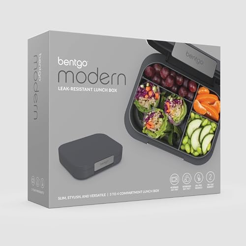 Bentgo® Modern - Leak-Resistant Bento Lunch Box For Adults, Teens, & Larger Appetites; Reusable BPA-Free Meal Prep Container with 3 or 4 Compartments, Dishwasher/Microwave Safe; 5 Cups (Dark Gray) - color: Dark Gray