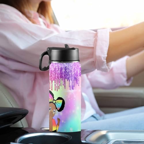 Personalized Water Bottle for Kids, Personalized Girl Water Bottle with Name Stainless Steel Insulated Cup Customized Gifts - color: Color_18