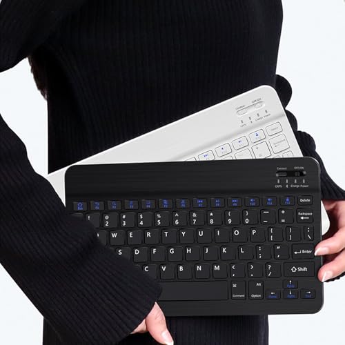 Bluetooth Keyboard Compatible with iPad 10th Generation, Rechargeable Portable 10 inch Wireless Keyboard for iPhone, iPad mini, Samsung Tablets Keyboards Ultra-Slim, Travel Office Computer Accessories - color: Black