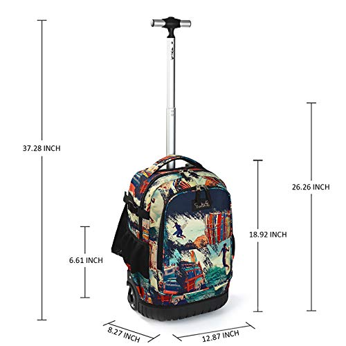 Tilami Rolling Backpack 19 inch with Lunch Bag Wheeled Laptop Backpack (Car Trip) - color: Surfing