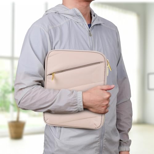 Puffy Tablet Sleeve 9-11", Fits iPad with Hard Case or Keyboard Case On | Water-repellent quilted shell, padded; iPad Air 11" & Galaxy Tab S9/S8 fit; charger & earbuds pockets, commute & travel ready - color: Puffy Khaki, size: 9-11