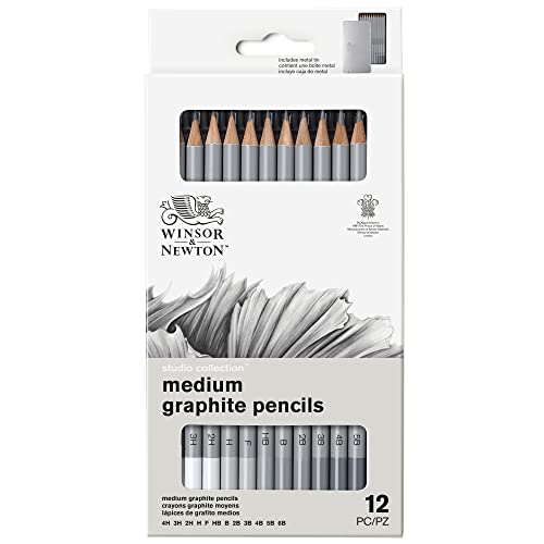 Winsor & Newton Studio Collection 아티스트 연필, 흑연 연필, 12개 세트 - style: 12가지 색상 연필