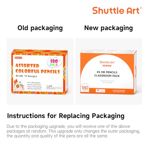 Shuttle Art 다양한 색상의 연필, 180팩 아동용 연필 벌크, 12가지 디자인, #2 HB, 미리 깎은 상 및 인센티브 연필, 어린이 학교 홈 파티 선물, 선물 가방 스터퍼