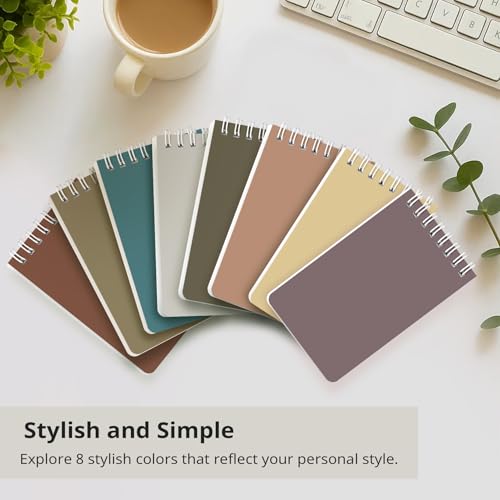 Taja Set of 8 Mini Pocket Notebook Top Spiral Nursing Notepads | Neutral 3" x 5", Mini Little Spiral Notebook, Nursing Notepad, Perfect for Work, School, Office, Nurse, Travel - color: B.Neutral