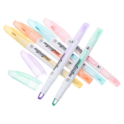 LALAFINA 6 Pack Dual Tip Highlighters Clear View Highlighter for School,Office, Bible, Notes, Journaling, Planners