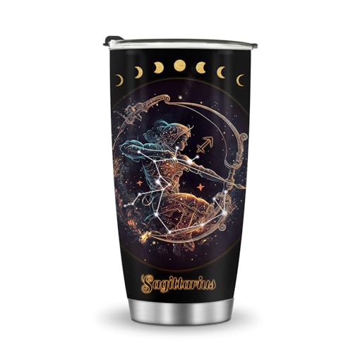 Horoscope Sagittarius 20oz Insulated Tumblers Mug Cup Gifts for Birthday Boys Girls Men Women Son Daughter Travel Essentials Accessories Must Have Cold Iced - color: Sagittarius-655