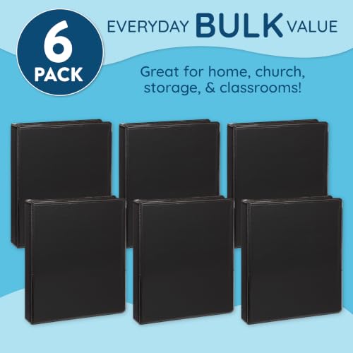Blue Summit Supplies Small 3-Ring Binder, Junior 1 Inch, Mini 3-Ring Binder, Small Size Fits 5 1/2 x 8 1/2 Paper, Set of Mini Binders Ideal for Playbills or Planner, Black, 6 Pack