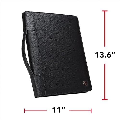 Case-it Zipper Padfolio | Letter Size | 3-Ring Binder | PAD-40 Black | Executive, Removable 3-Ring Binder, Letter Size Writing Pad, 6-Pack, School & Office - color: Pad-40-black-c, size: 6 Pack