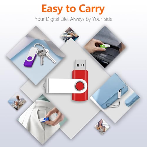 4GB USB Flash Drives Bulk 20 Pack, AreTop USB 2.0 Thumb Drive Bulk | Swivel 4GB USB Storage with 20 Pcs Lanyards and Labels, Memory Stick Indicator Design for Data Transfer and Backup - size: 4GB, style: 20PCS