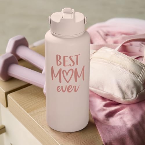 SANDJEST Mom Water Bottle, Best Mom Ever Bottles 32oz Stainless Steel Insulated with Lid, Gifts for Moms from Daughter Son, Gifts for Mother's Day Christmas Birthday - color: Mom 2