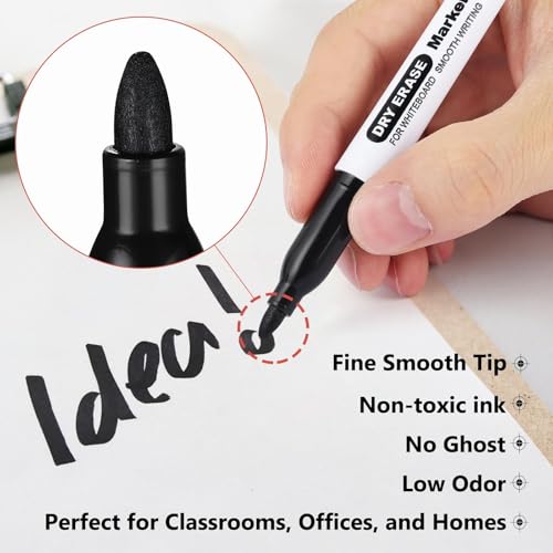 SFAIH Fine Tip Dry Erase Markers - 100 Pack Black Whiteboard Markers for Training Centers, Conference Rooms & Multi-Classroom Use | Low-Odor, Non-Toxic, Easy Clean