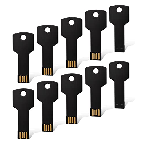 RAOYI 10 Pack 4GB USB Flash Drive USB 2.0 Metal Key Shape Memory Stick Thumb Drive Pen Drive-Black - color: Black, size: 4GB