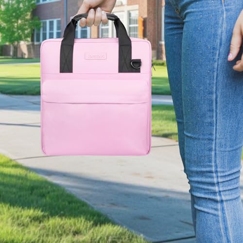 3 Ring Zipper Binder, Durable School Zip Binder, 2" 500 Sheets | Sturdy organizer with strap & pockets fits laptops. Internal pouch keeps daily tech gear easy to carry. - color: Pink