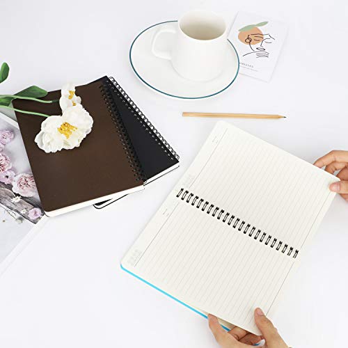 EUSOAR Spiral Ruled Notebook, A5 3packs 5.5"X8.3" 120 Pages Lined Travel Writing Notebooks Journal, Memo Notepad Sketchbook, College Office Business Diary Ruled Spiral Book Journal-3 Colors Covers - color: Black, Blue, Coffee, size: 3 Packs