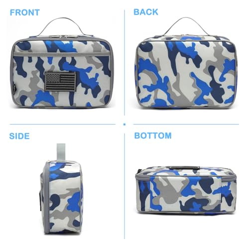 FlowFly Kids Lunch box Insulated Soft Bag Mini Cooler Back to School Thermal Meal Tote Kit for Girls, Boys, Flag - color: Flag