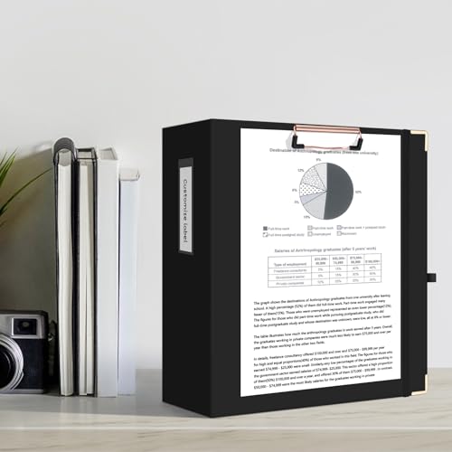 Ospelelf 3 Ring Binder, 3 Inch, Cute Letter Size (11" x 8.5") with 5 Tab Dividers, File Folder Labels and Low Profile Clipboards, Black Binder for School and Office Supplies - color: Black, size: 3in(Letter Size)