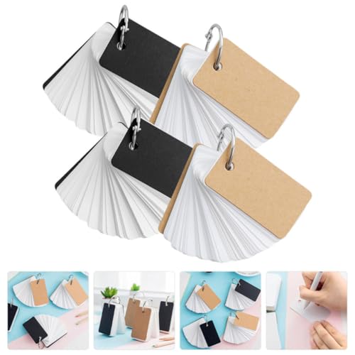 4pcs Blank Flashcards with Binder Ring for Writing and Listing Ideas, Paper Material Simple Design Reminder Cards for Travel Diaries and Student Learning