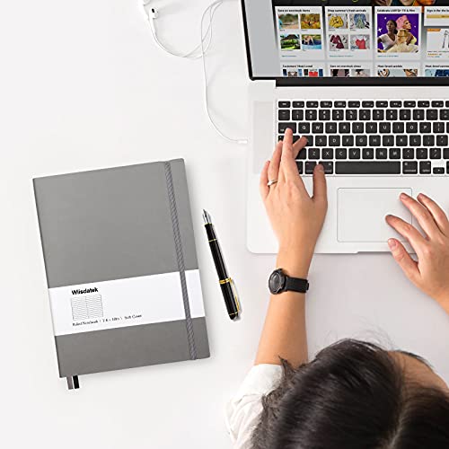 B5 College Ruled Notebooks - 2 Pack B5 Large Journal Notebooks with 376 Numbered Pages,100gsm Thick Lined Paper,Soft PU Leather Cover,7.6 X 10 inch(GRAY) - color: Gray