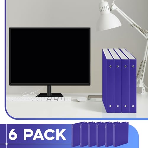 Henoyso 6 Pcs Plastic 1 Inch Mini 3 Ring Binders Fits 5.5" x 8.5" Paper, Holds(Capacity 200 Sheets), Flexible Three Round Rings Small Purple A5 Binders Bulk for School, Office Use, Photo Album - color: Purple, size: 1 Inch