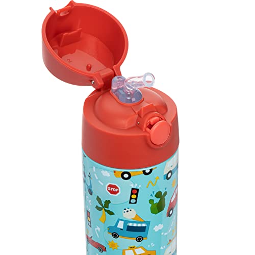 Snug Insulated Kids Water Bottle with Straw & Spout – Double-Wall Stainless Steel, Leakproof, Easy-Flip Lid – For School, Travel, Toddlers & Big Kids - Cars, 12oz - color: Cars, size: 11.8 Ounces