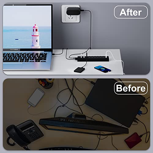 ONFINIO Powered USB Hub 3.0, 10-Port USB Splitter Hub | Individual On/Off Switches and 12V/2A Power Adapter USB Extension - style: 10 PORT 3.0