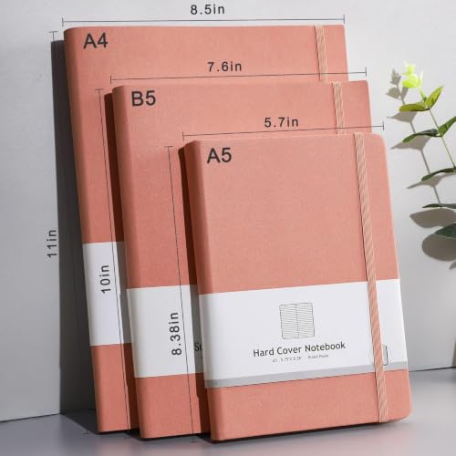AHGXG Lined Journal Notebook - 320 Pages Thick Journal for Women, Large Notebook A4 College Ruled, 8.5''×11'', 100gsm Thick Paper, Leather Softcover - Pink - color: Pink, size: A4