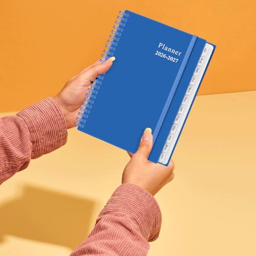 2026-2027 Planner - Planner 2026-2027 from July 2026 - June 2027, Weekly & Monthly Planner Spiral Bound with 12 Monthly Tabs, Inner Pocket, 6.4" x 8.5", Blue-E - color: Blue-E, size: 6.4" x 8.5"