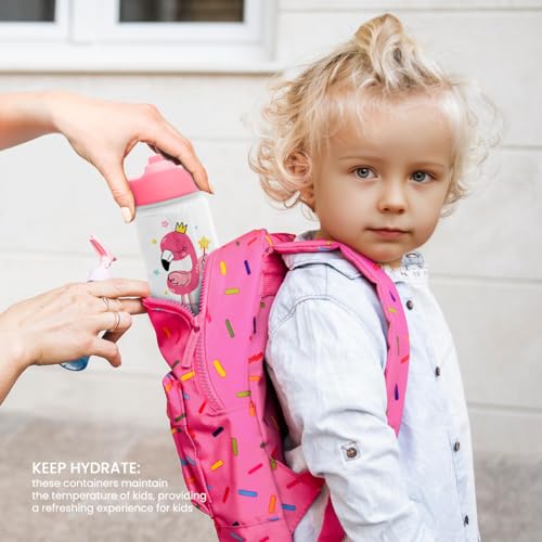 Flamingo Water Bottle - Kids Water Bottle with Straw Lid - 12 Oz Insulated Stainless Steel Water Bottles for Kid Girls - Travel Cup for School Sports - color: Flamingo 1