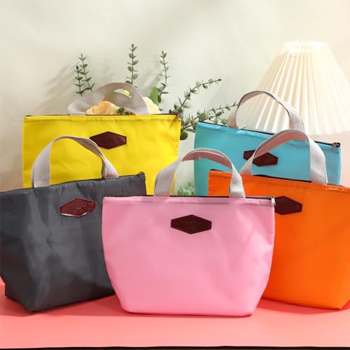 Chunful 12 Pcs Insulated Lunch Bags Aesthetic Lunch Bag Lunch Tote Bag Bulk with Zipper Thermal Leakproof Lunch Bags or Women Men Office Work School Picnic Beach Fishing (4 Bright Color)