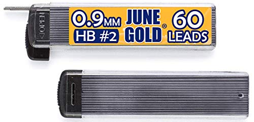 June Gold 72 Mechanical Pencils, 0.9 mm HB #2, 160 Lead & 16 Eraser Refills | 2 Lead Dispensers, Break Resistant Graphite, Convenient Side Click, Soft Non-Slip Grip