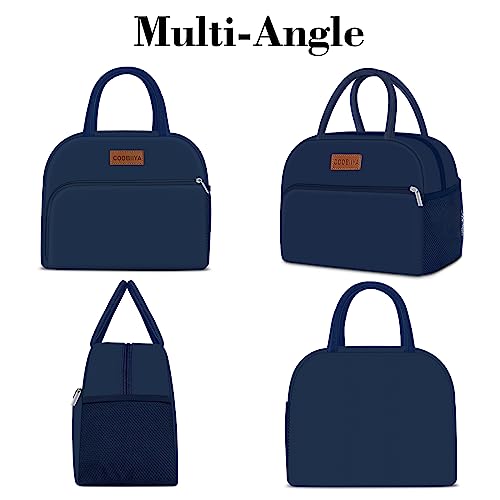 Coobiiya Lunch Bag for Men and Women - Navy Blue, Aluminum, 10.8" x 6.3" x 8.85" - Spacious, Lightweight, and Durable - color: Navy