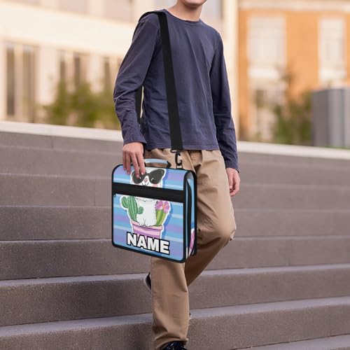 Custom Zipper Binder Funny Cactus Llama 3 Ring Binder 1.5 Inch Expanding Pockets File Folder Large Capacity Document Organizer Bag with Handle and Strap - color: Multi 2