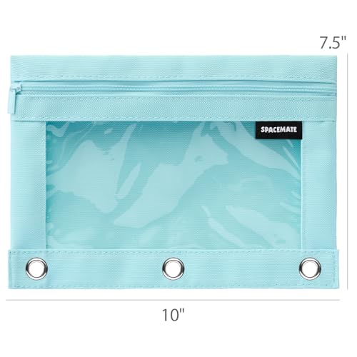 SPACEMATE Binder Pencil Pouch Case Box Bag for 3 Ring Binder School Supplies Girls Boys Kids, Clear Preppy Stuff Large Aesthetic Pen Organizer, Back to College Stationary, 1 Pack, Eggshell Blue - color: Eggshell Blue