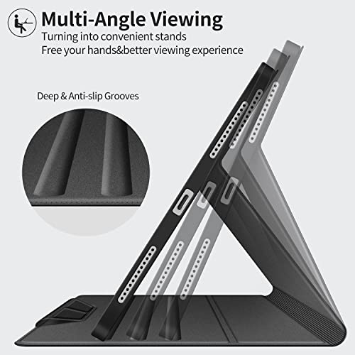 H HOLIMET Case for iPad Air 11" 2026 M4/M3 (2025)/ M2 (2024)/ iPad Air 4th & 5th Generation10.9 Inch 2022/2020 Soft Back Shockproof Protective Cover with Pencil Holder Vegan Leather Auto Sleep/Wake - color: Black 2nd